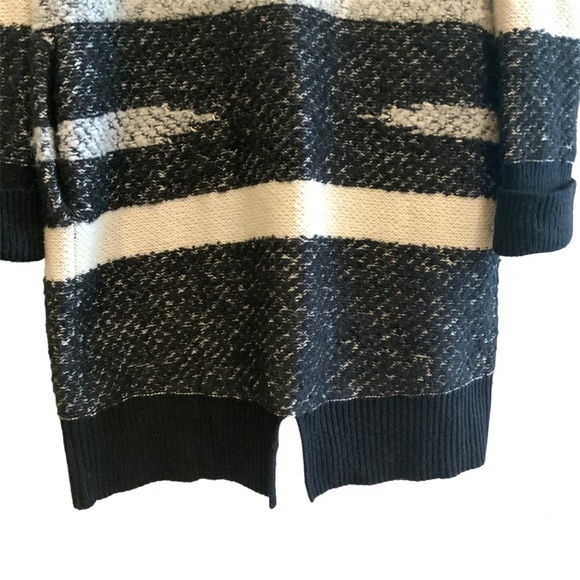 Banana Republic Landscape Long Black Grey Cream Open Front Cardigan Size Medium - Picture 11 of 15